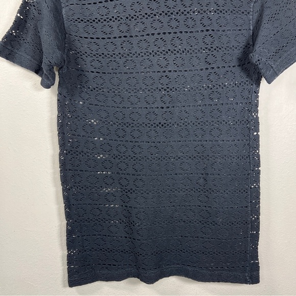 MEDIUM VINTAGE BLACK LACE SHORT SLEEVE SWIM TEE GOTH RETRO 90s STRETCH - Picture 7 of 7